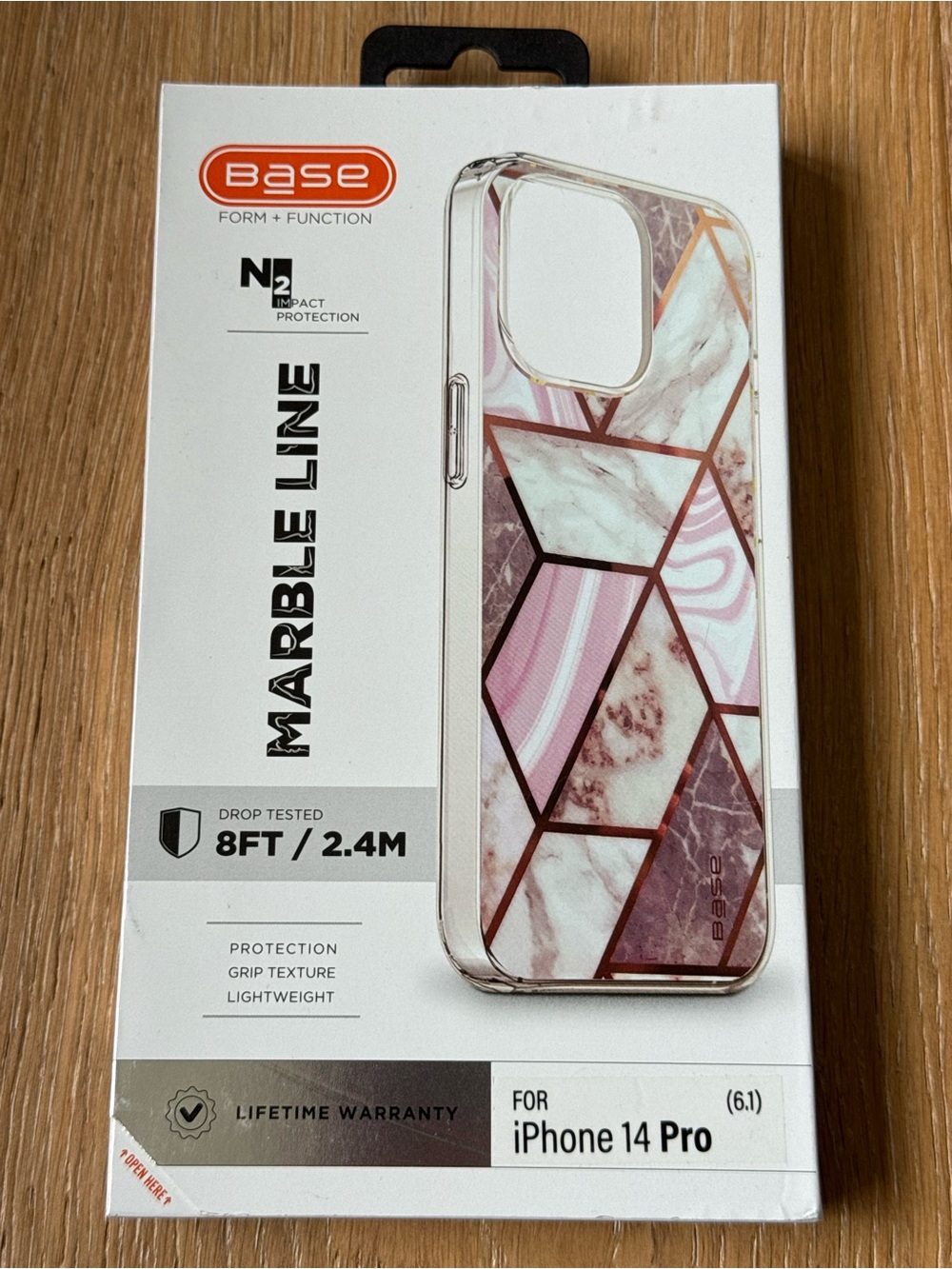 New Base Marble Line Case for iPhone 14 Pro 6.1” Pink Purple Gold White Case